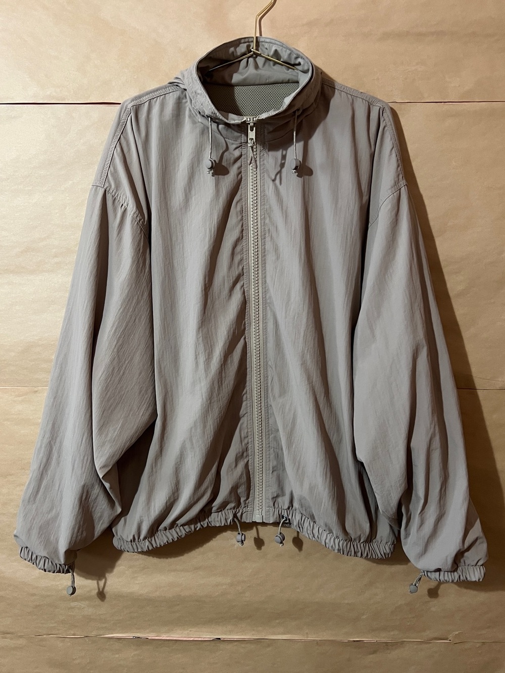 Joah Brown | Classic Windbreaker Jacket Oversized Zip Up Hoodie Fawn Size S/M